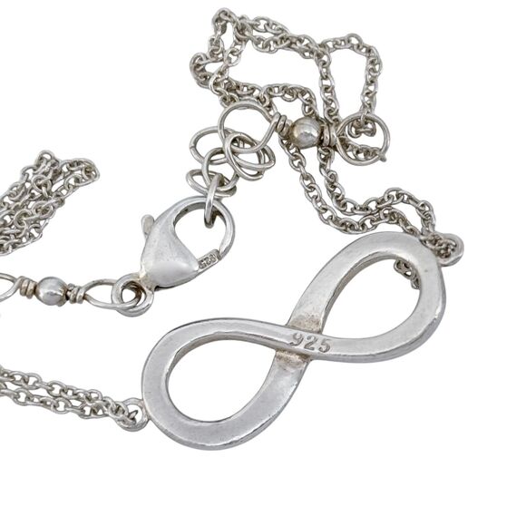 Vintage Sterling Silver 925 Infinity Symbol Bracelet 6"-7" - Picture 4 of 4